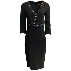 Michael Kors Collection Black Dress Silver Grommets 8